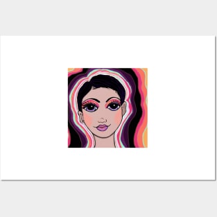 colorful female portait Posters and Art